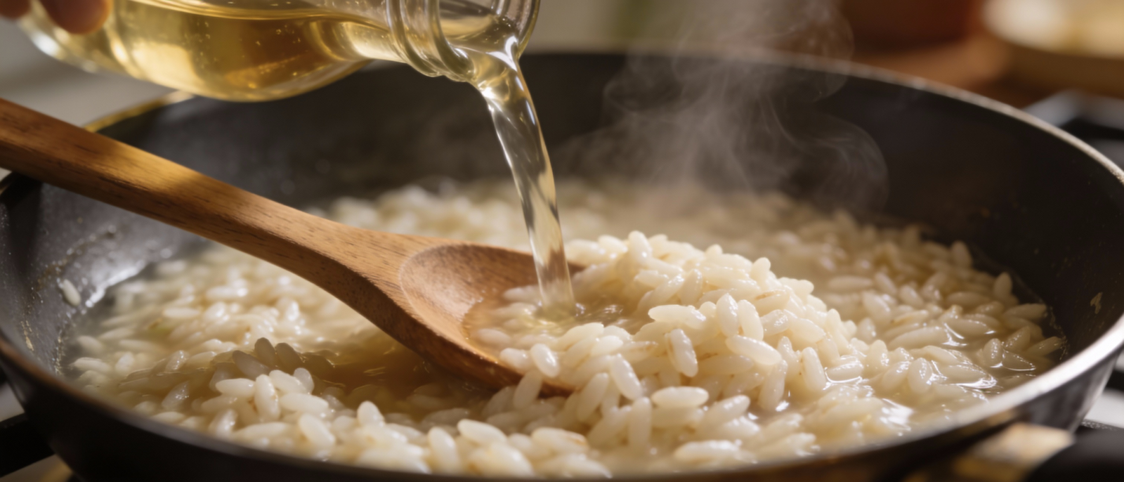 Cottura del risotto con brodo