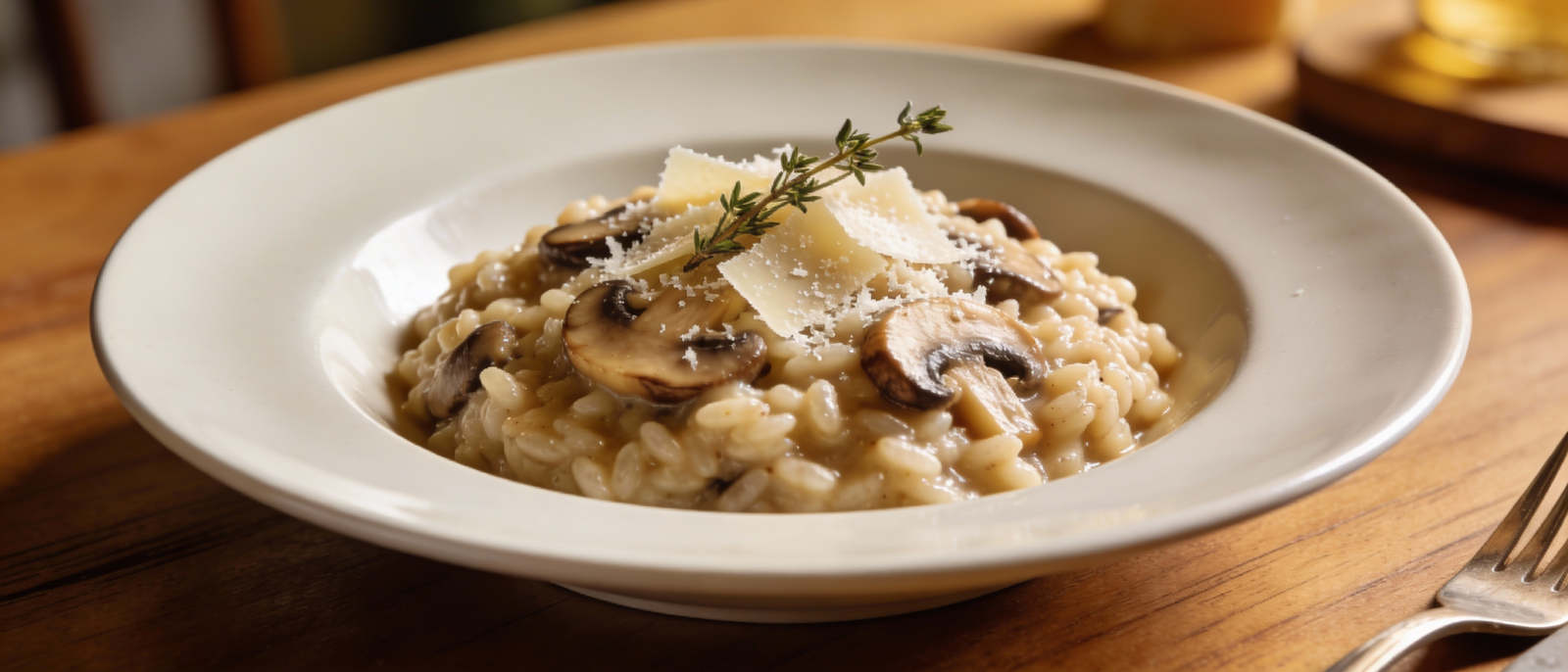 Risotto ai funghi servito
